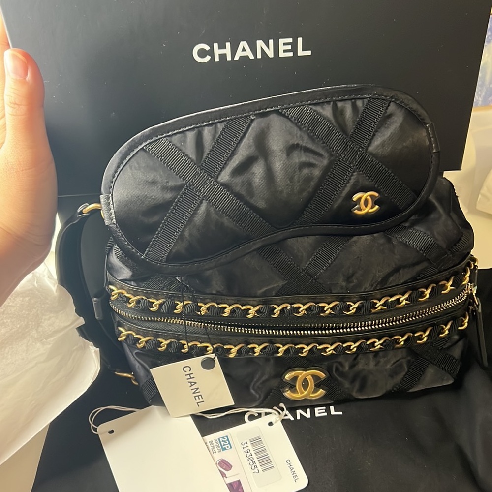 NWT Chanel Nylon Pouch and Sleep Mask